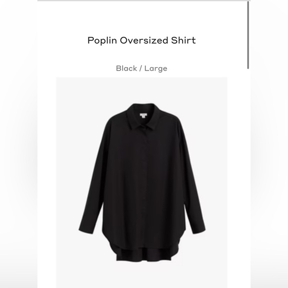 NWT Cuyana Poplin Oversized Shirt Black Size Large Minimalist Corpcore Capsule - Picture 1 of 7